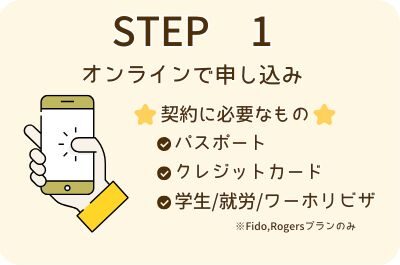 STEP 1 オンラインで申し込み
契約に必要なもの
パスポート
クレジットカード
学生/就労/ワーホリビザ